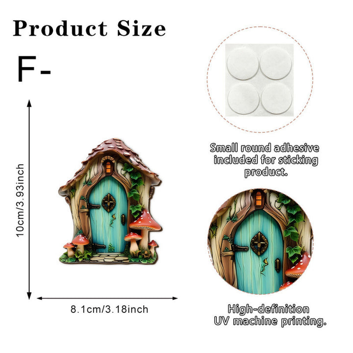 Decorative 2D Elf Door made of Pine Wood for Garden and House