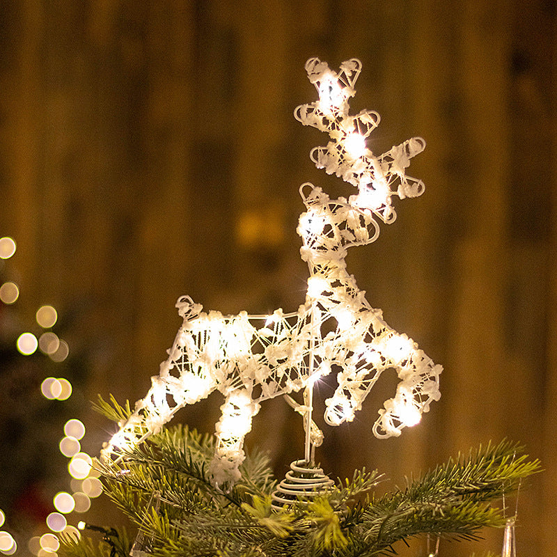 Illuminated Christmas tree top star made of iron