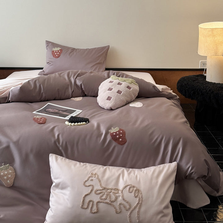 Cotton bedding set, 100 thread count, embroidered