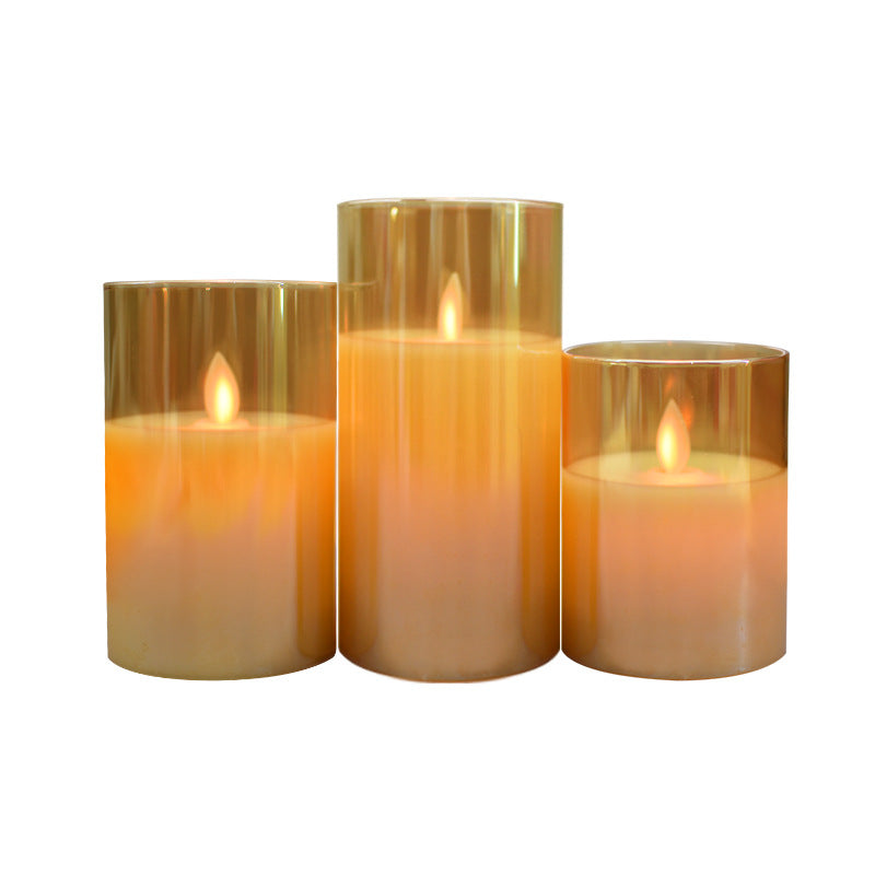 LED real wax candle with glass housing and remote control