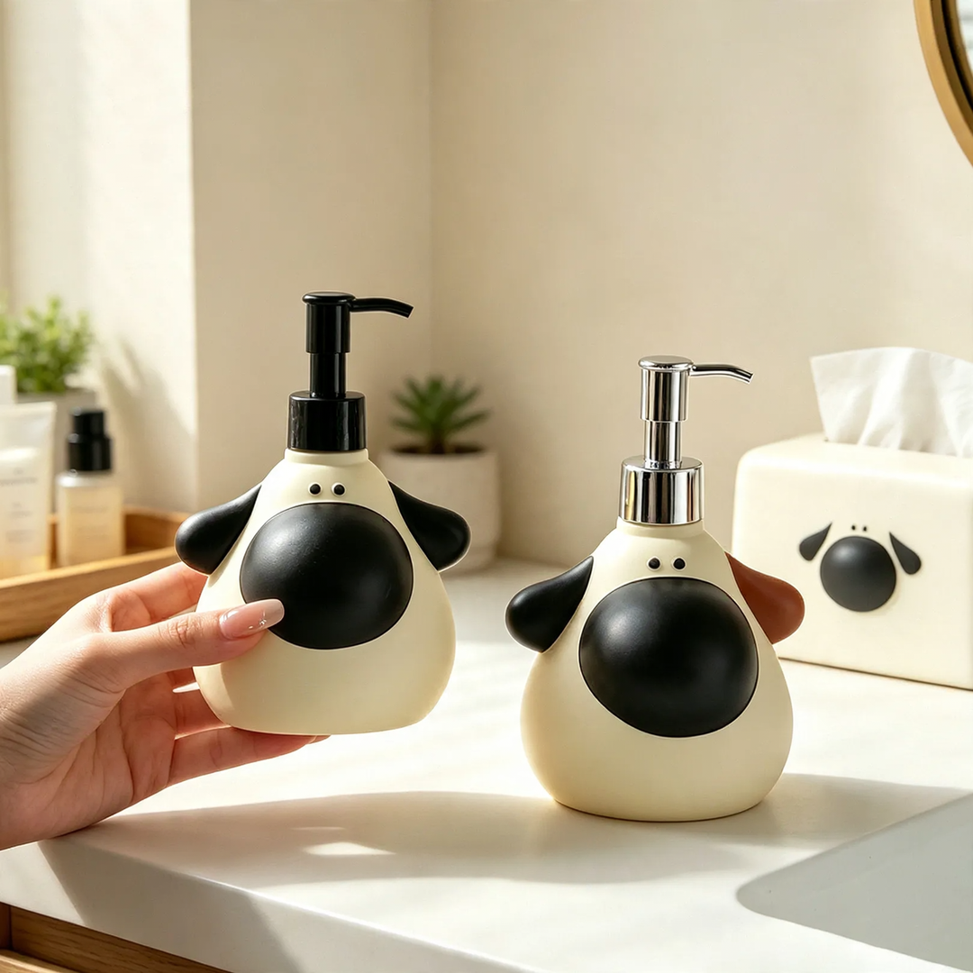Soap dispenser dog with big nose, pump bottle