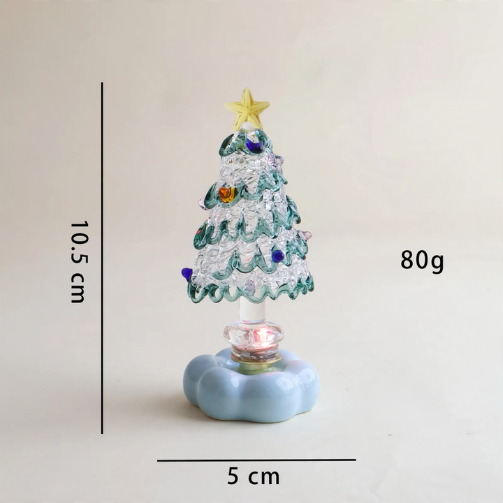 Decorative, rotating LED Christmas tree figure made of glass
