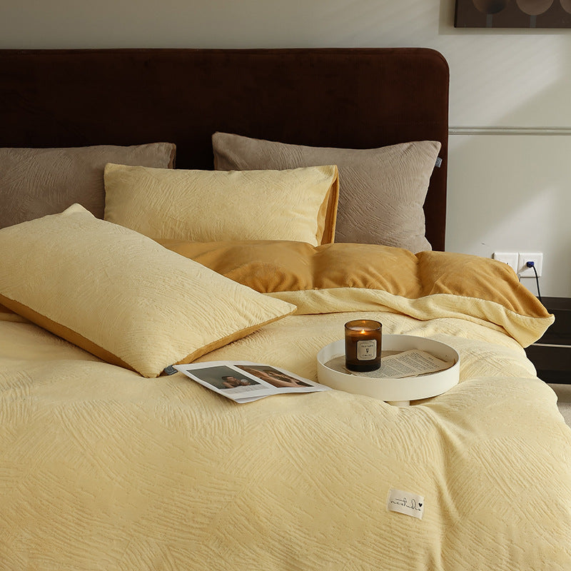 Milk fiber bedding set, 4-piece, double-sided