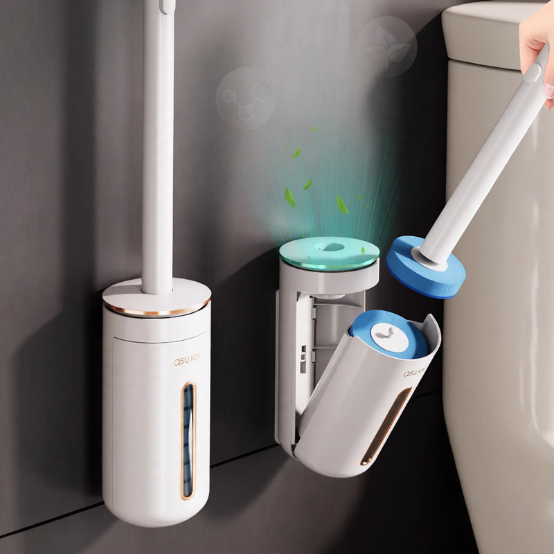 Toilet brush with interchangeable brush heads