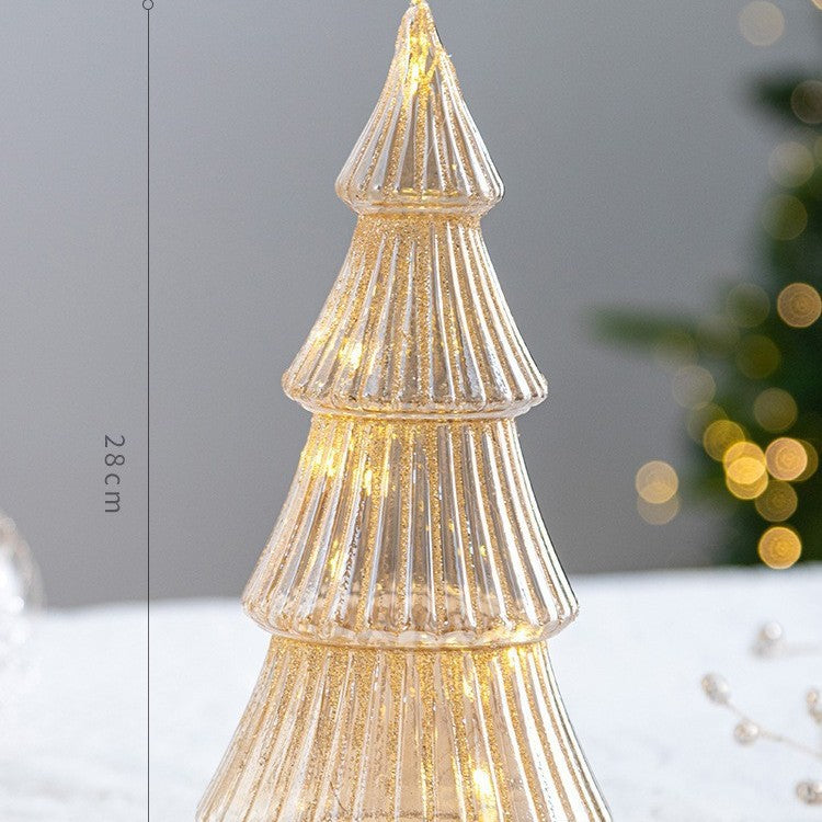 Glass Christmas tree decoration, illuminated