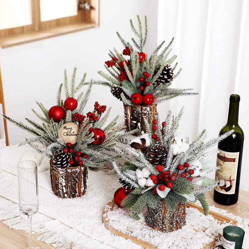 Mini Christmas tree in wooden barrel, 35 cm