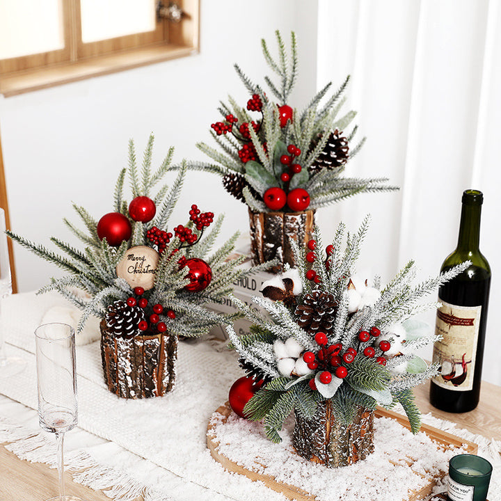 Mini Christmas tree in wooden barrel, 35 cm