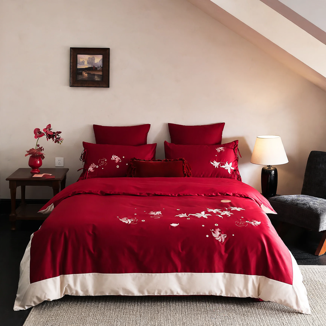 Four-piece bedding set made of long-staple cotton