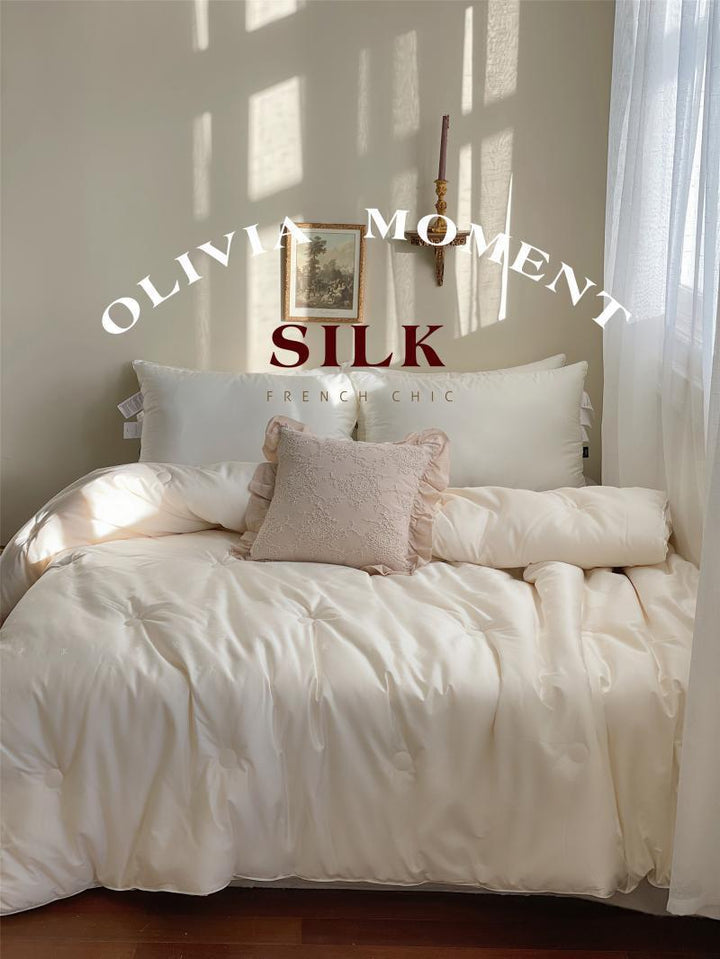 Cotton-silk duvet with Jacquard weaving