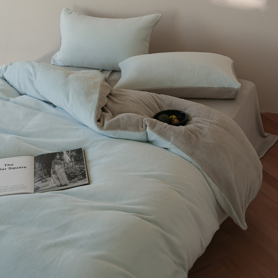 Milk fiber bedding set, 4-piece, winter, solid color