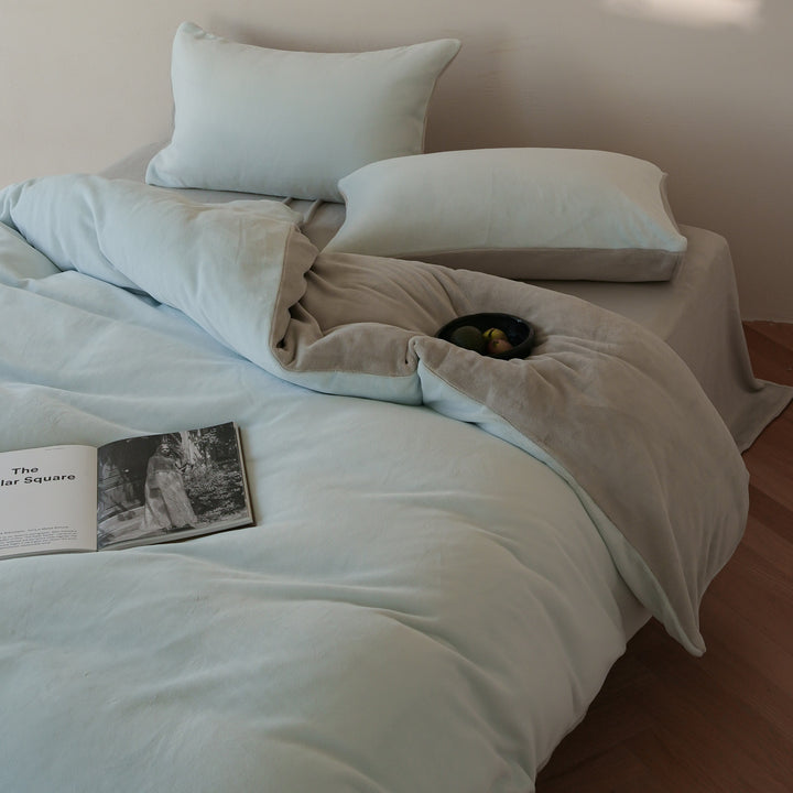 Milk fiber bedding set, 4-piece, winter, solid color