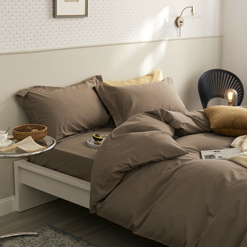Bedding set, 4-piece, cotton, flock print