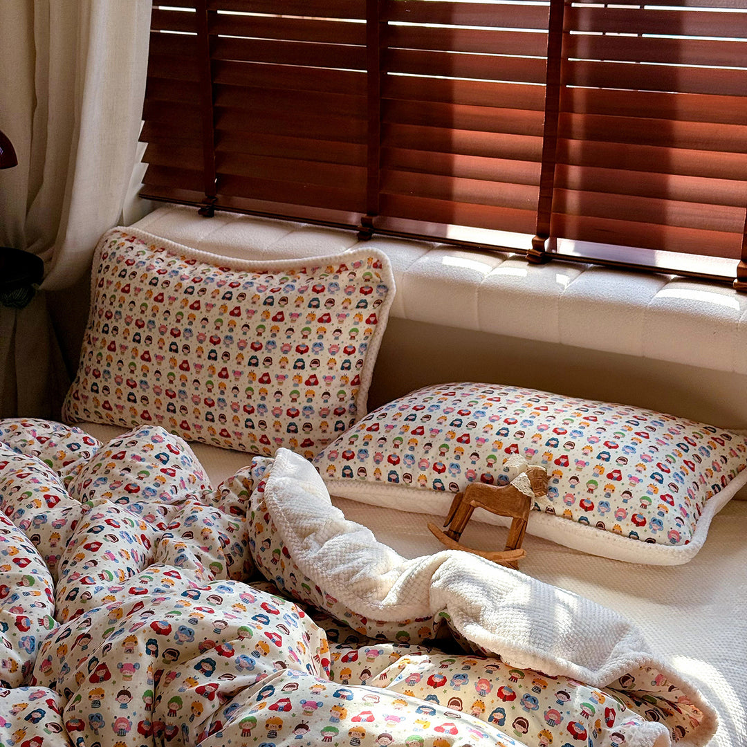 Winter bedding set, milk fiber fleece and cotton gauze