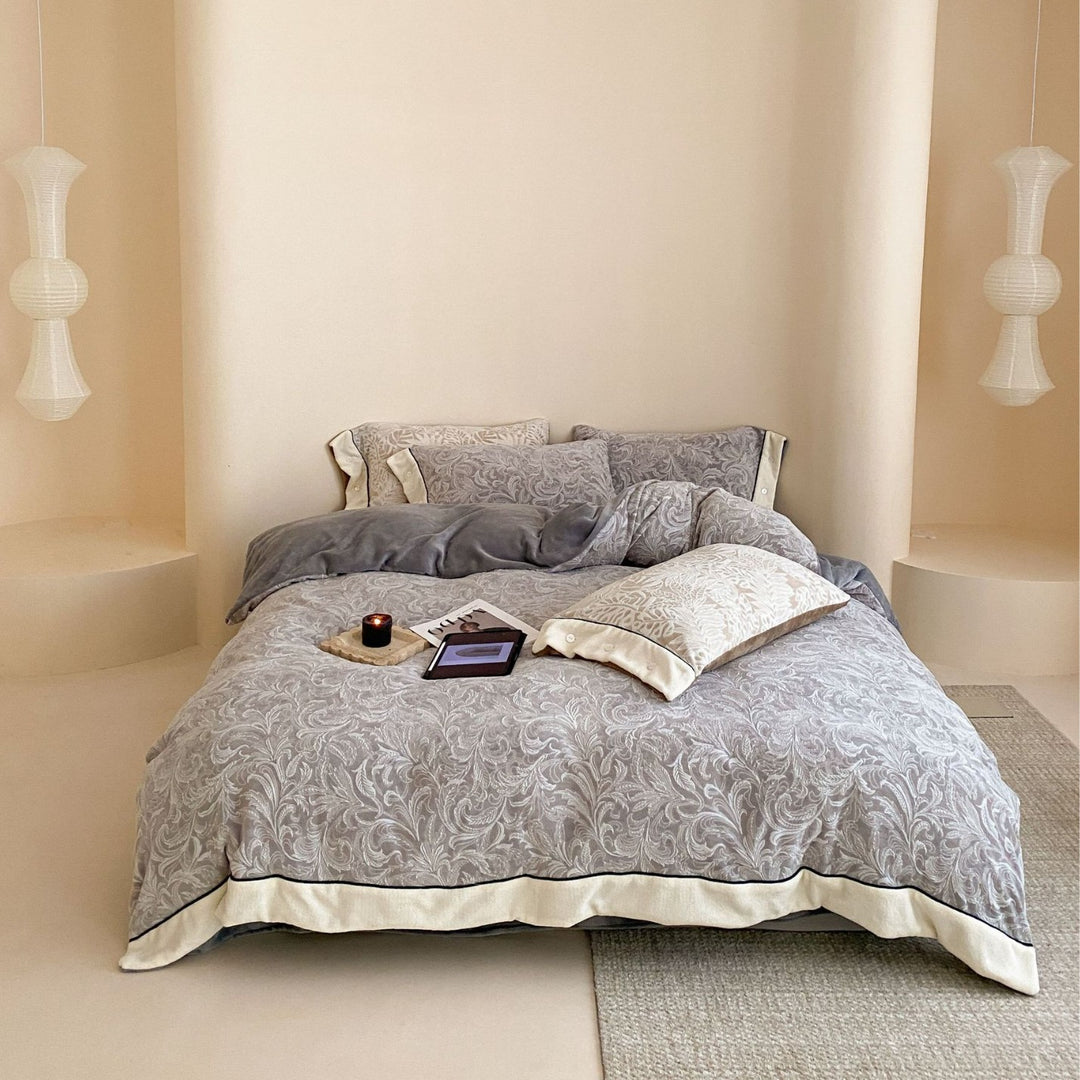 Warm milk fiber fleece bedding set for winter