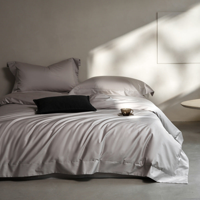 Cotton bed linen set, plain, satin weave