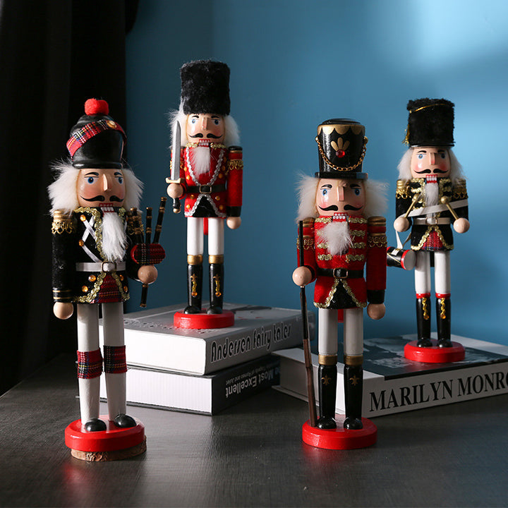 Decorative nutcracker soldier figure made of pine wood