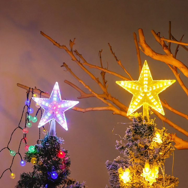 Illuminated Christmas tree topper with lighting modes
