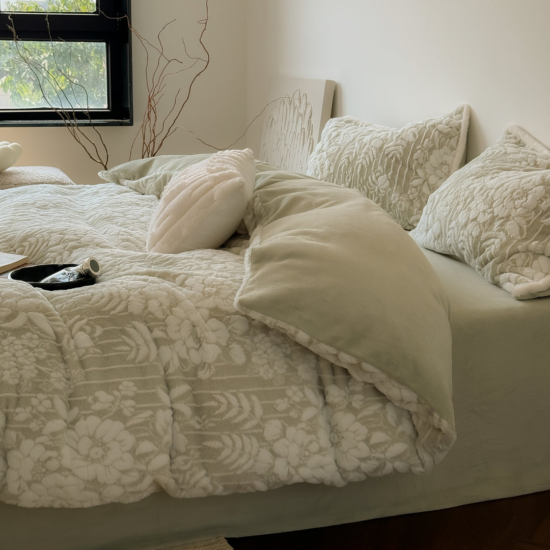 French, warm plush bedding set, 4-piece
