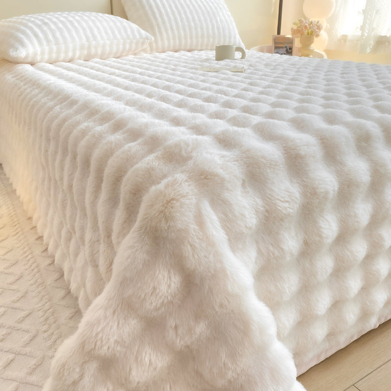 Fluffy bed sheet made of milk fiber fleece, extra warm