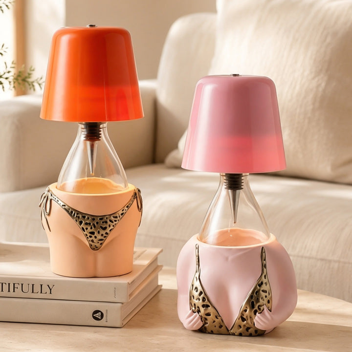 Table lamp bottle, leopard pattern, ABS