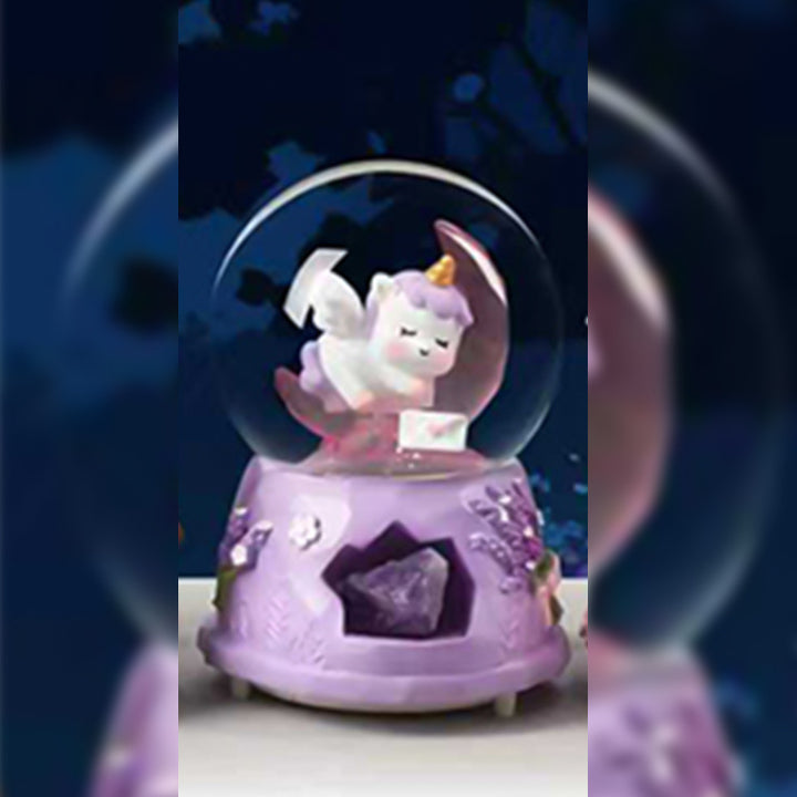 Music box snow globe with light and music