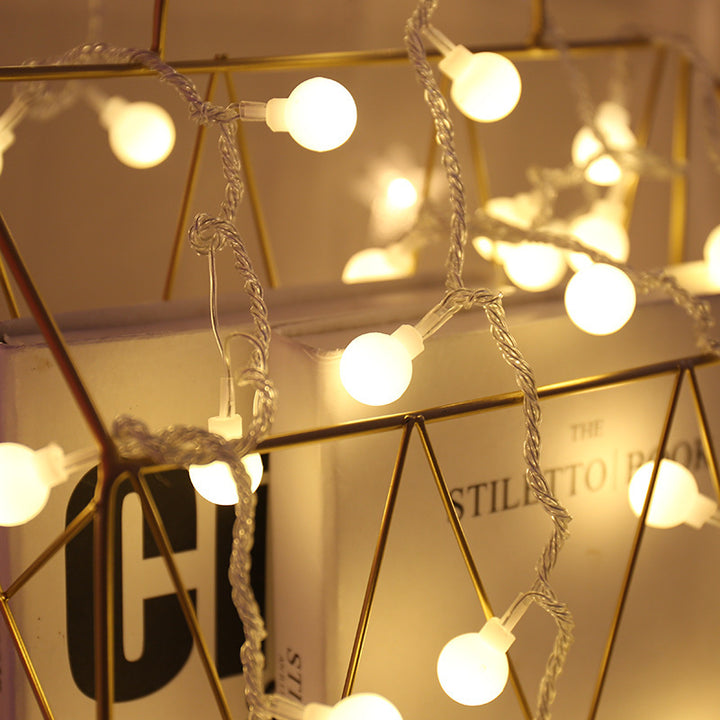 LED string lights with stars and balls for festive decoration