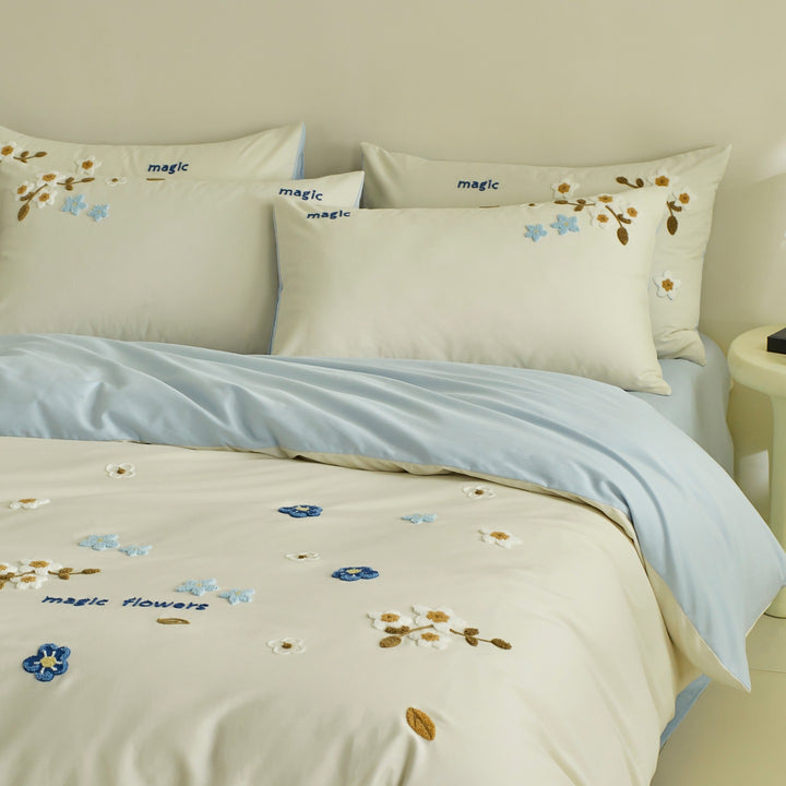 Cotton bedding set, 4-piece, microfiber finish