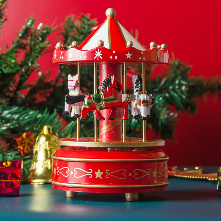 Decorative music box with carousel motif