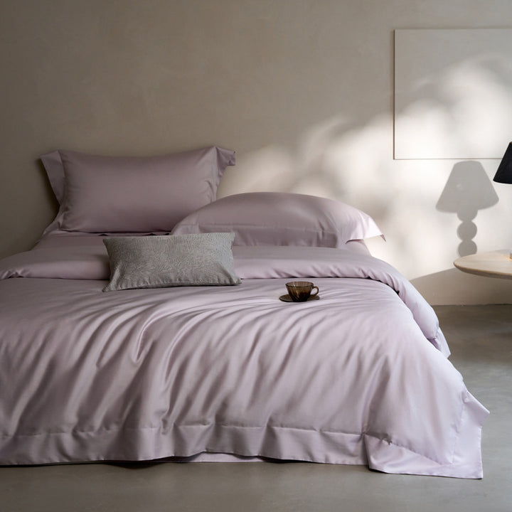 Cotton bed linen set, plain, satin weave