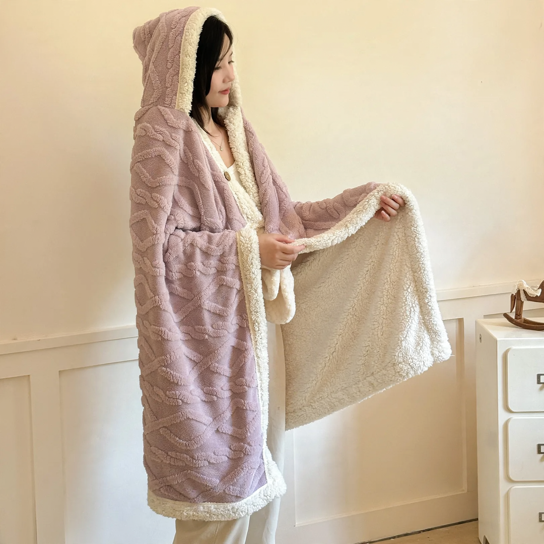 Hooded blanket made of coral fleece