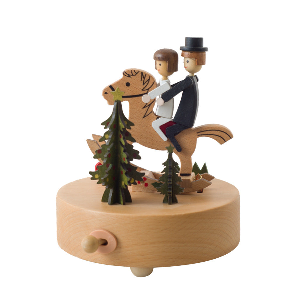 Beech wood music box, European style, 11 cm base