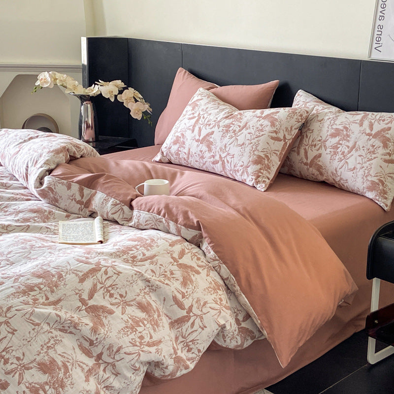 Washed-Cotton bed set, 3–4 pieces, hypoallergenic