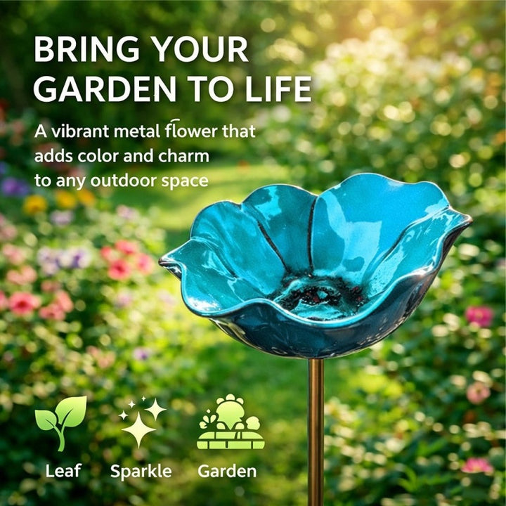 Decorative bird feeder made of metal in flower shape