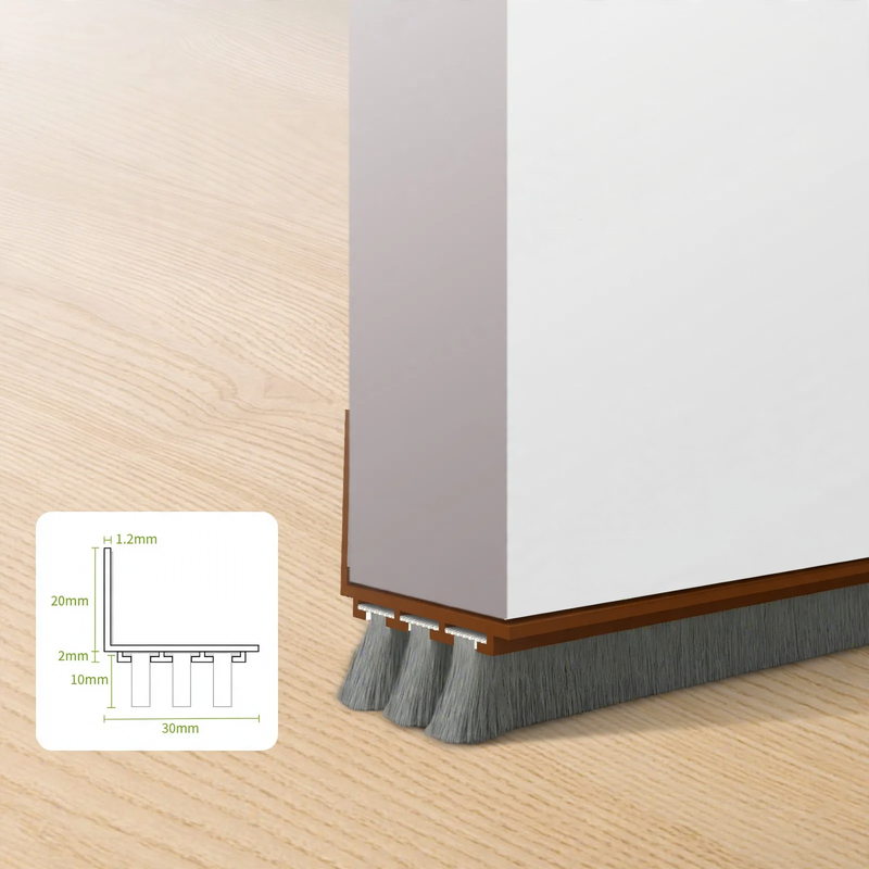 Door underside sealing strips with brush or silicone
