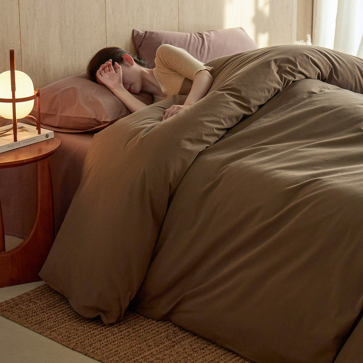 Long-staple cotton bedding set, sand washed