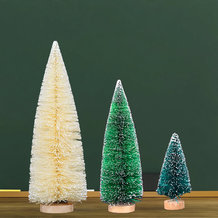 Mini Christmas tree made of pine needles, snow-covered