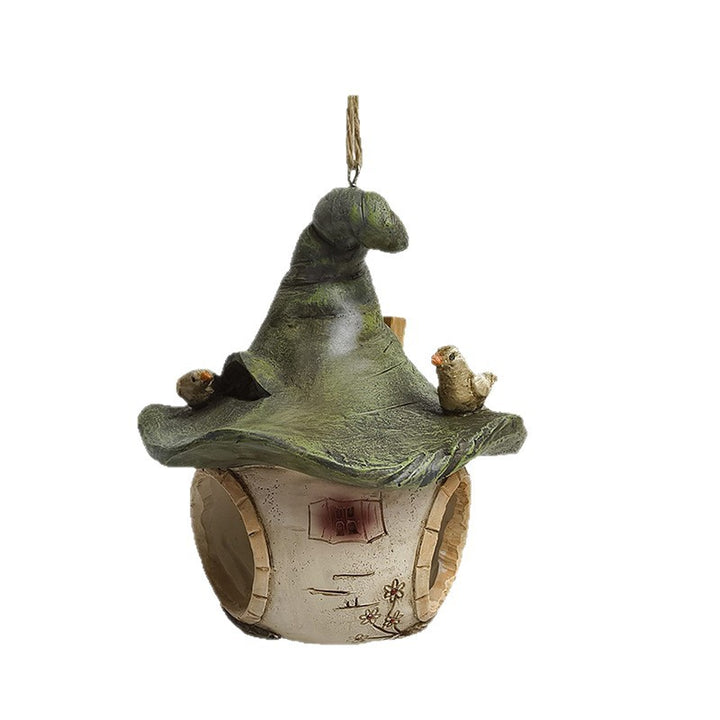 Birdhouse with wizard hat design made of resin