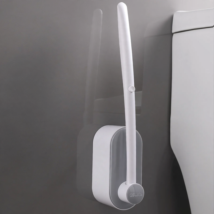 Disposable toilet brush with long handle