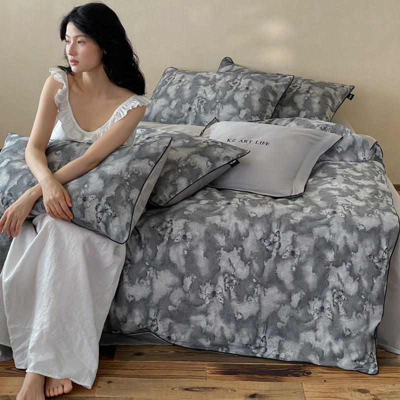 Cotton bedding set, 4-piece, with jacquard weaving