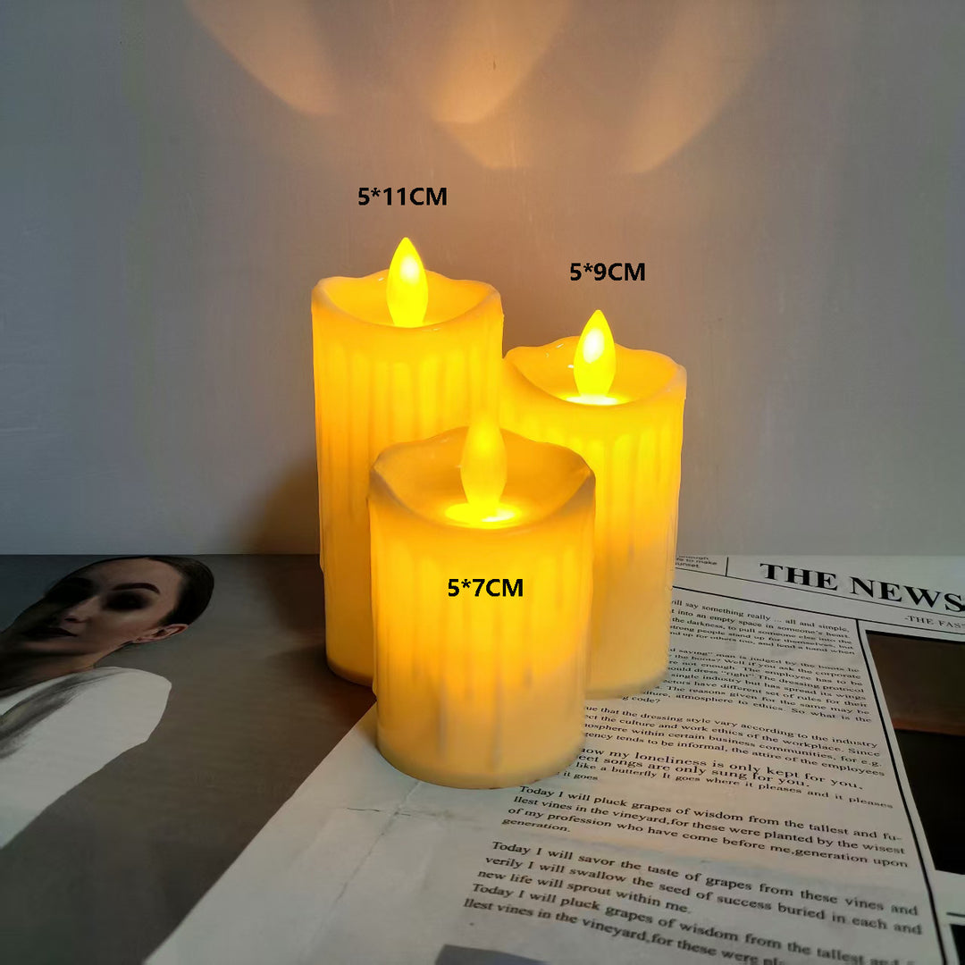 LED Real Wax Look Candle, cylindrical