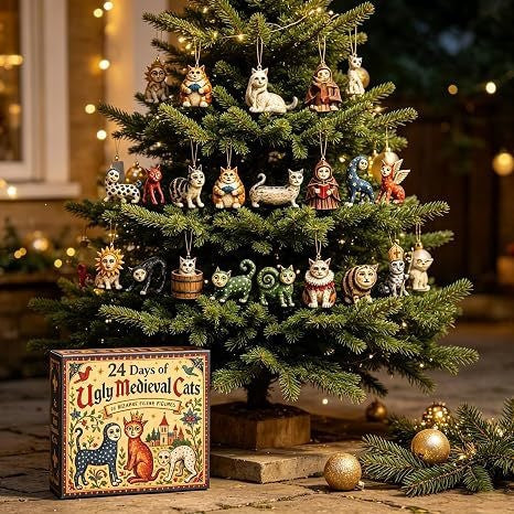 Retro Advent Calendar with Cat Figures, 24 Days