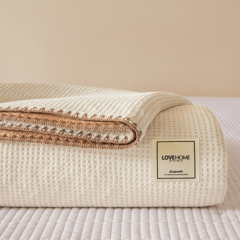 Waffle throw blanket made of milk fiber fleece