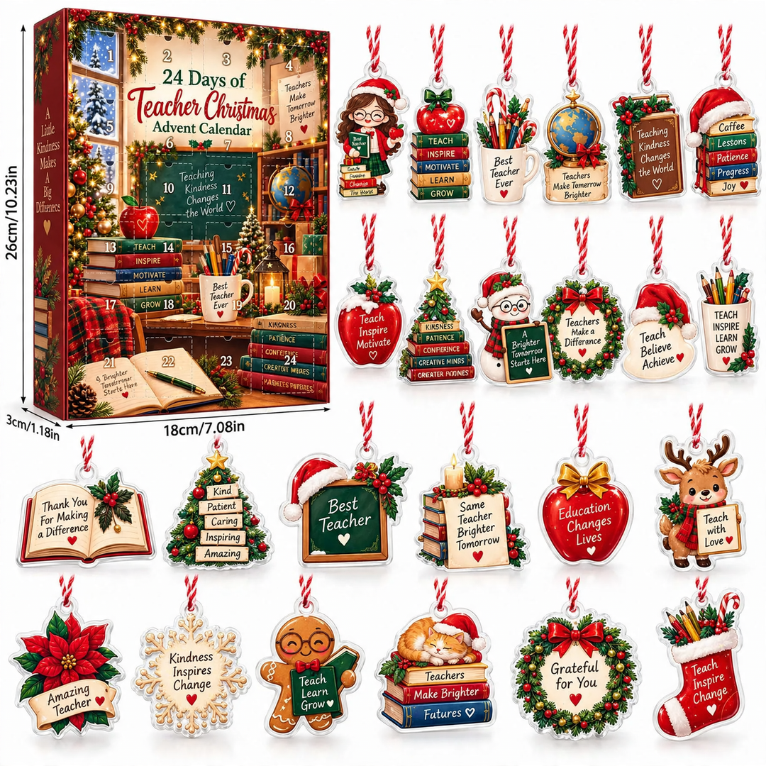 Christmas Countdown Gift Box with 24 Acrylic Ornaments