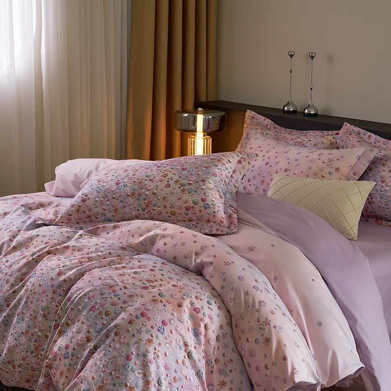 Cotton bedding set, 4-piece, digital print, country style