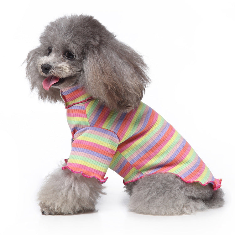 High-collar sweatshirt for dogs, stripes, polyester-cotton
