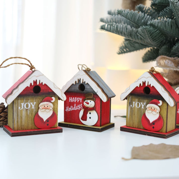 Decorative Retro Wooden Hut with Christmas Design