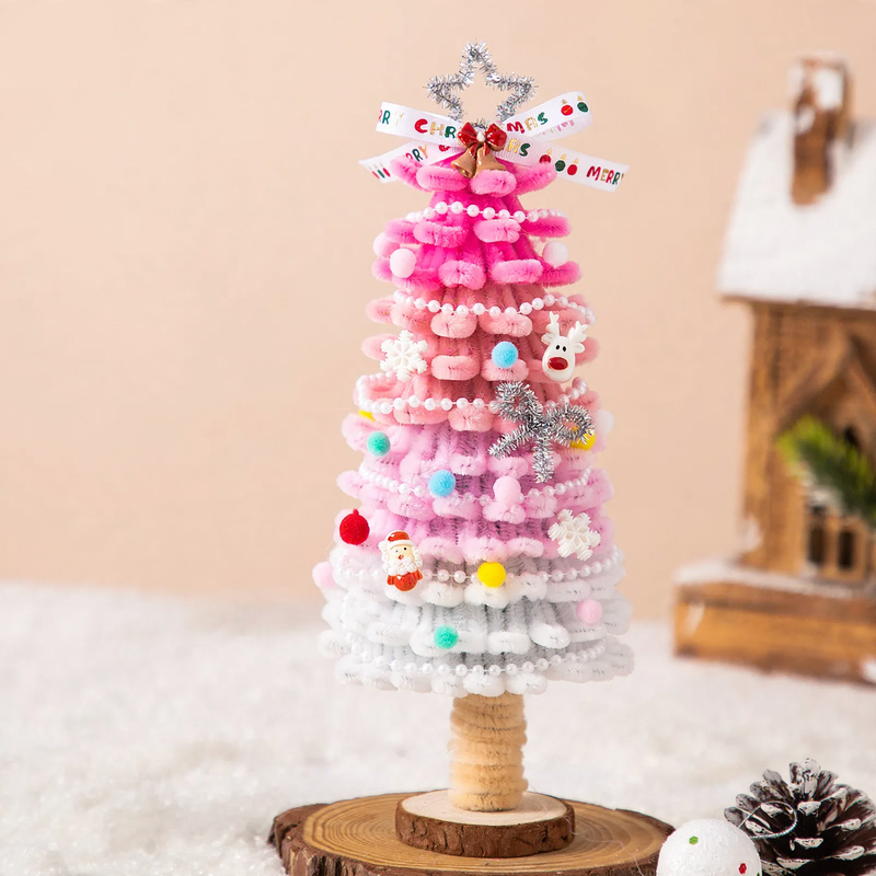 DIY Christmas Tree Set made of wood, 12x28 cm
