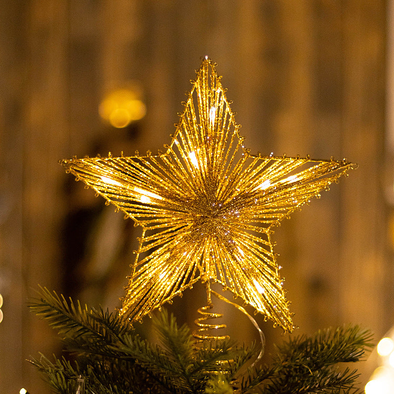 Illuminated Christmas tree top star made of iron