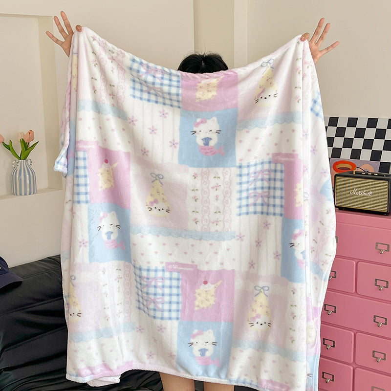 Double-sided coral fleece blanket, various sizes