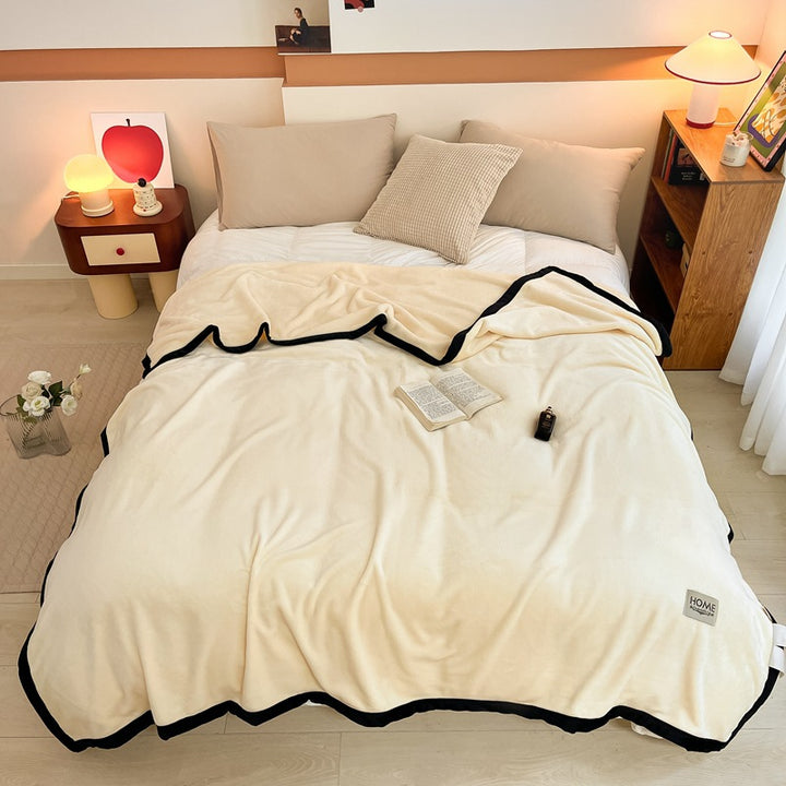 Soft milk fiber fleece throw blanket, solid color